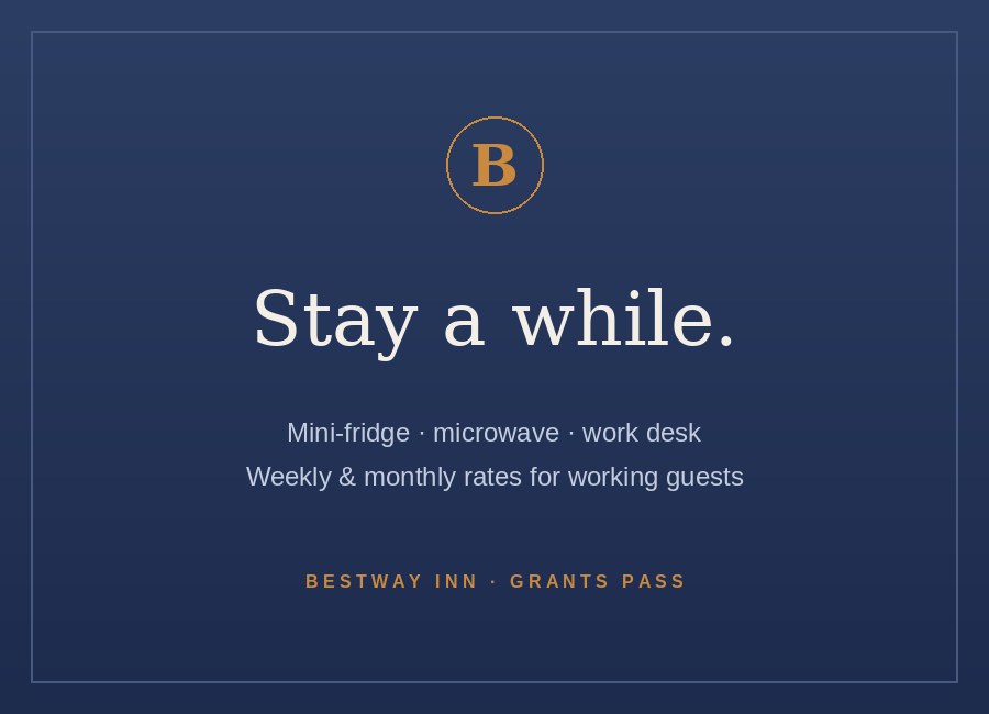 Stay a while — extended stay rooms with mini-fridge, microwave, and work desk
